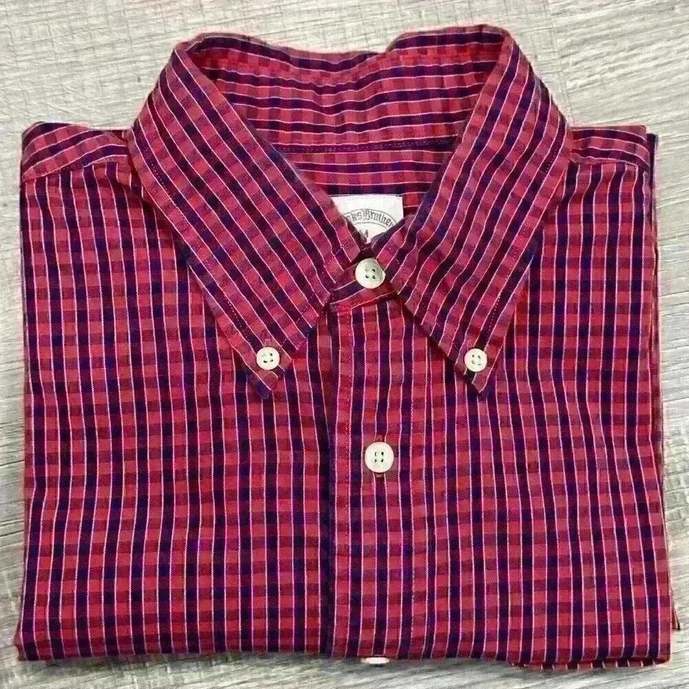 Brooks Brothers 346 Mens Sports ShortSleeve Shirt 100% Cotton Sz Medium Check
